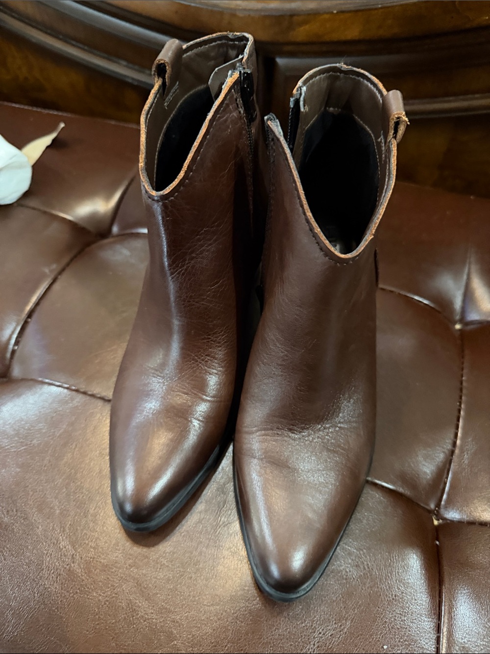Naturalizer Brown Leather Pointed Toe Ankle Boots